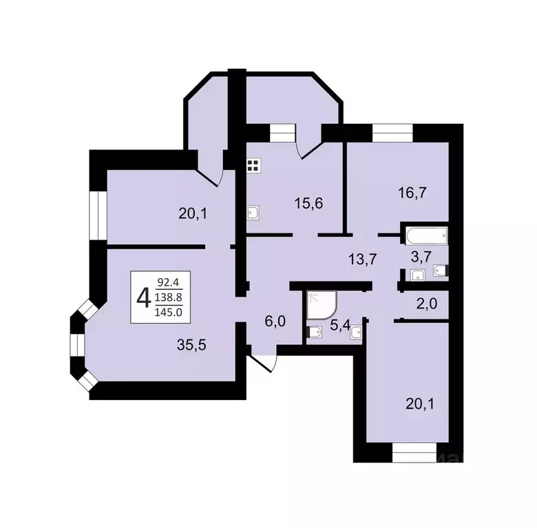 4-к кв. Владимирская область, Владимир ул. Пичугина, 5 (145.0 м) - Фото 2