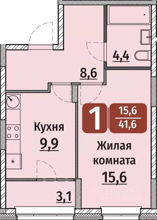 1-к кв. Чувашия, Чебоксары ул. Энергетиков, поз6 (41.6 м) - Фото 0