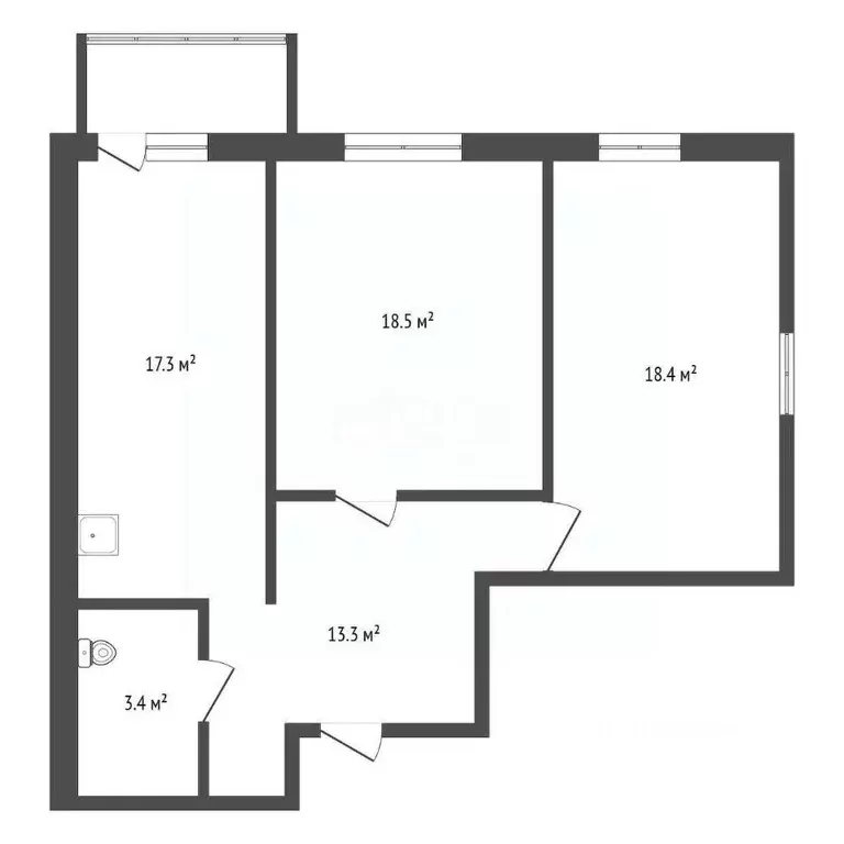 2-к кв. Красноярский край, Красноярск Капитанская ул., 16 (71.1 м) - Фото 2