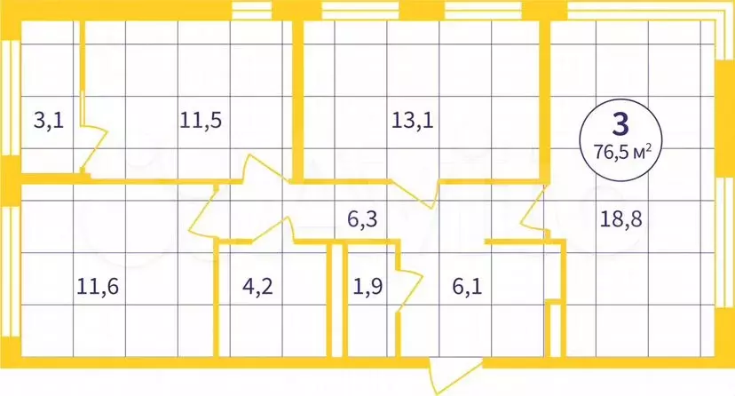 3-к. квартира, 75м, 8/8эт. - Фото 1