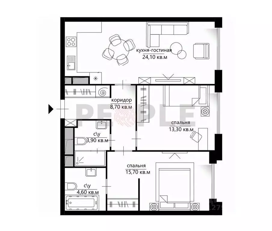 3-к кв. Москва ул. Василия Ланового, 7с1 (68.7 м) - Фото 2
