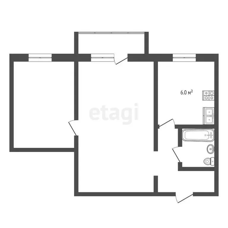 2-комнатная квартира: Высоковск, Первомайский проезд, 5 (40.4 м) - Фото 1