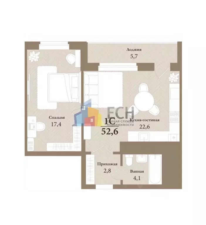 1-к кв. Тульская область, Тула пер. Шевченко, 5 (52.6 м) - Фото 2