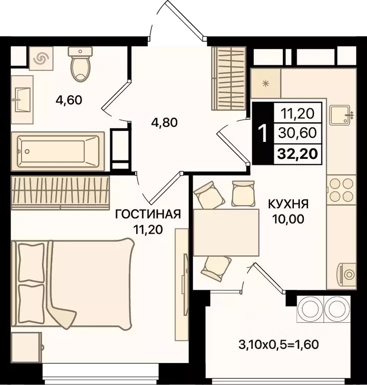 1-к кв. Ростовская область, Ростов-на-Дону Движение61 жилой комплекс ... - Фото 1