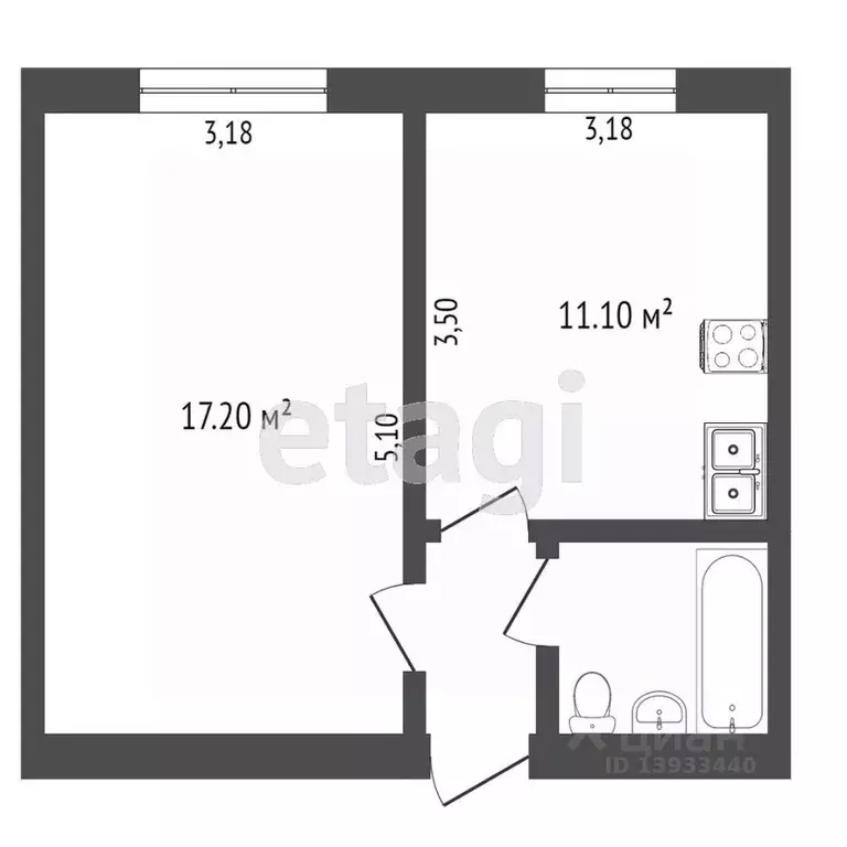 1-к кв. Тюменская область, Тюмень ул. 30 лет Победы, 73 (30.6 м) - Фото 2
