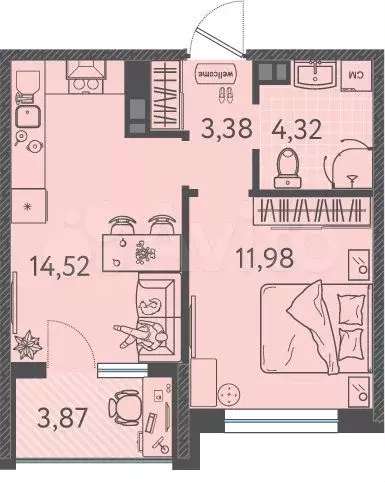 1-к. квартира, 36,1 м, 3/9 эт. - Фото 0