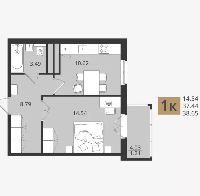 Продаётся 1-к квартира, 38.65 м - Фото 1