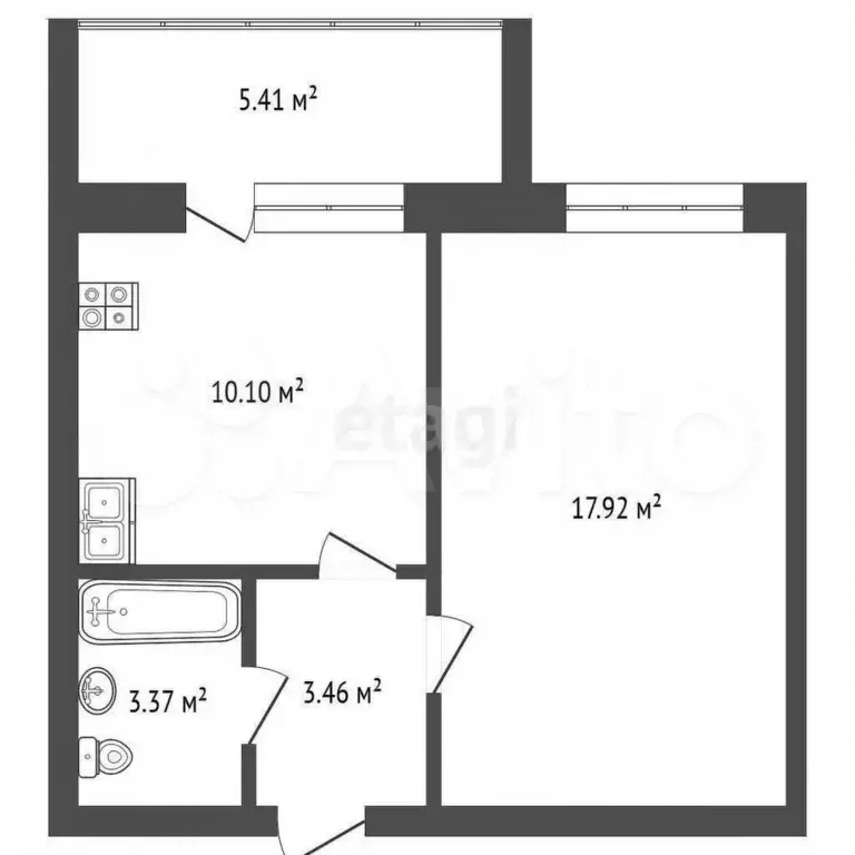 1-к. квартира, 35 м, 5/5 эт. - Фото 0