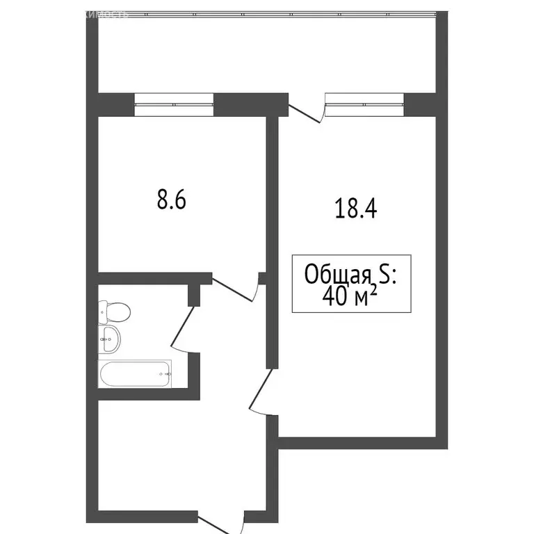 1-комнатная квартира: Томск, улица Интернационалистов, 12/1 (39.4 м) - Фото 1
