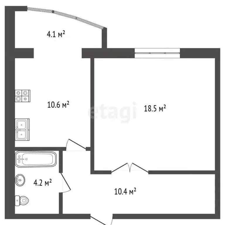 1-к кв. Крым, Симферополь ул. Битакская (47.86 м) - Фото 1