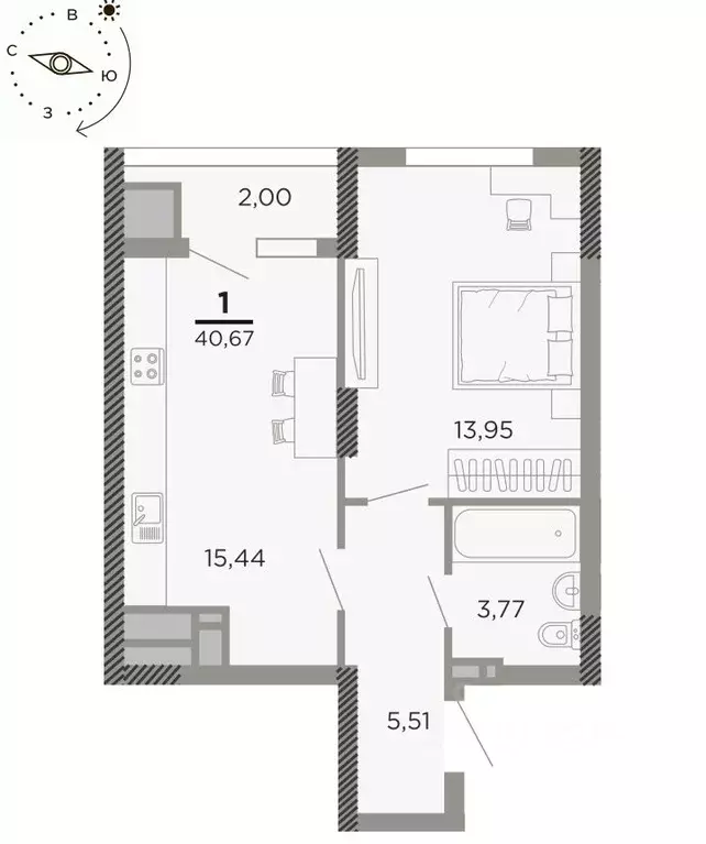 1-к кв. Рязанская область, Рязань Совхозная ул., 6 (40.67 м) - Фото 0