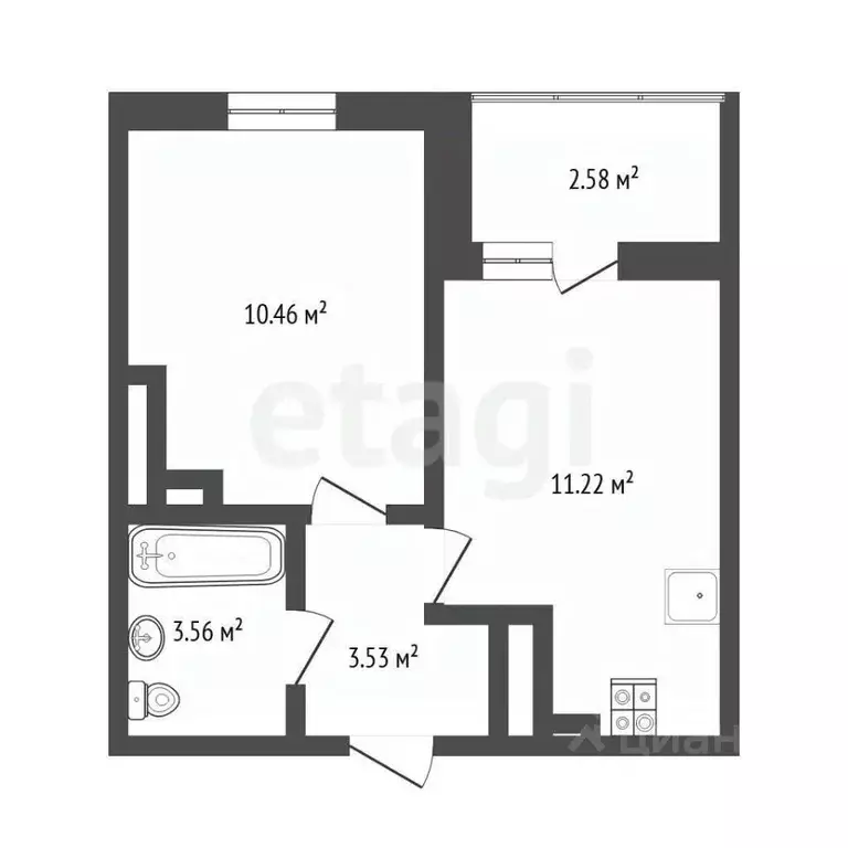 1-к кв. Тюменская область, Тюмень ул. Менжинского, 60 (29.6 м) - Фото 2