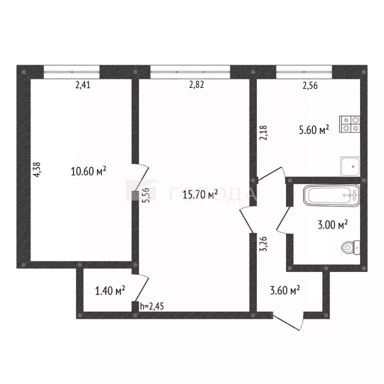 2-к кв. Кемеровская область, Прокопьевск Баргузинская ул., 131 (39.9 ... - Фото 2