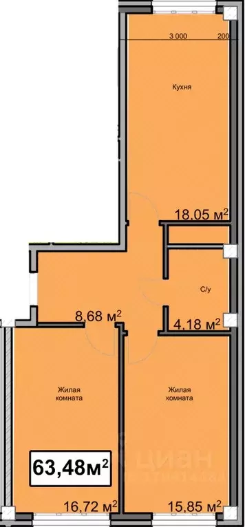 2-к кв. Ставропольский край, Ессентуки ул. Благодатная, 22к3 (63.48 м) - Фото 1