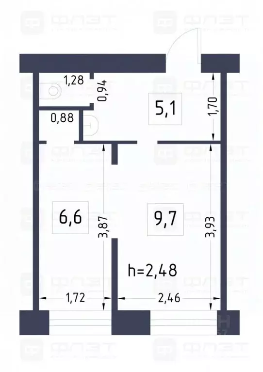 2-к кв. Татарстан, Казань Беломорская ул., 83 (23.0 м) - Фото 2