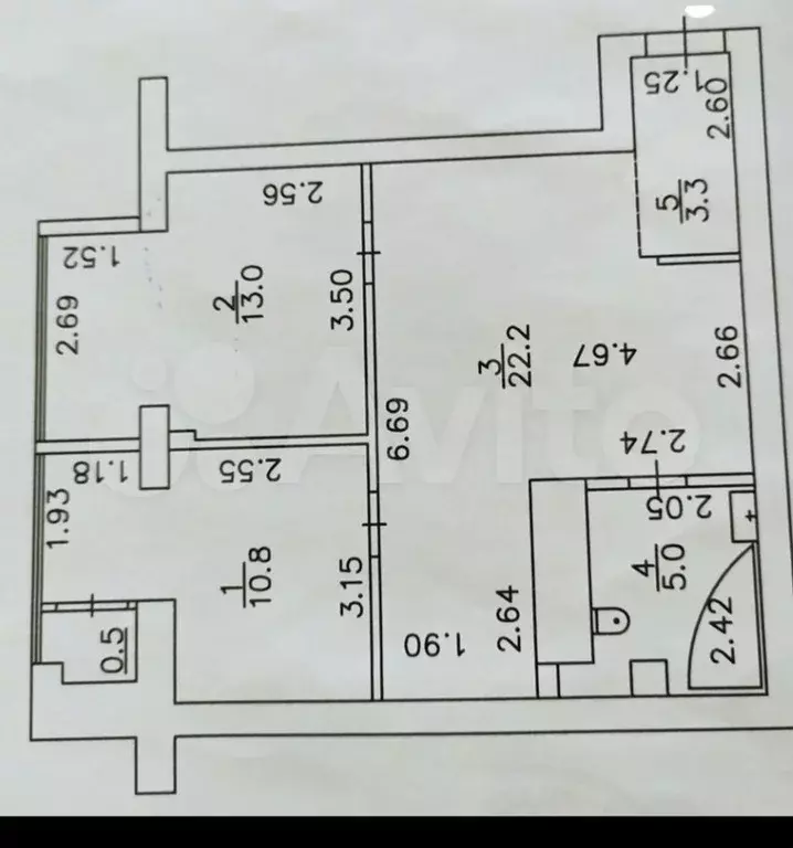 3-к. квартира, 55 м, 7/10 эт. - Фото 0