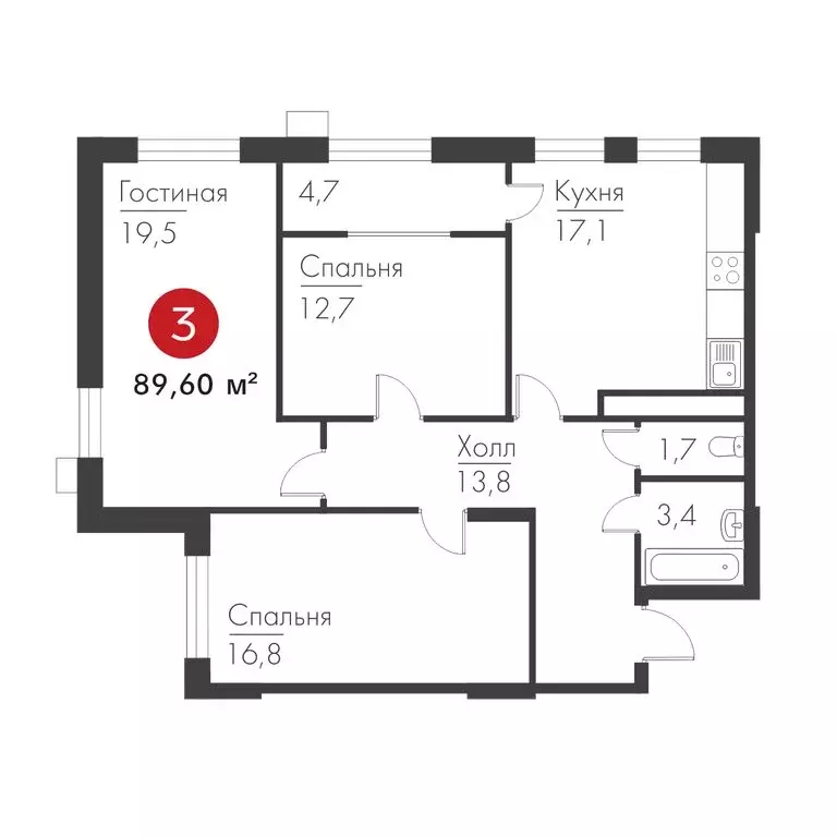 3-комнатная квартира: Самара, проспект Масленникова, 14А (89.6 м) - Фото 1