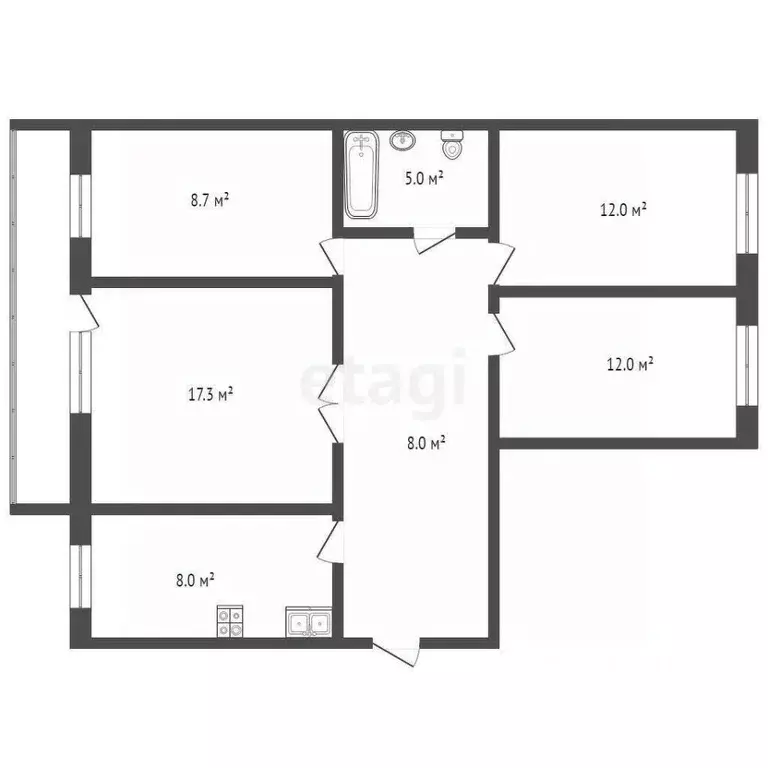 4-к кв. Тюменская область, Тюмень Молодежная ул., 28 (70.9 м) - Фото 2