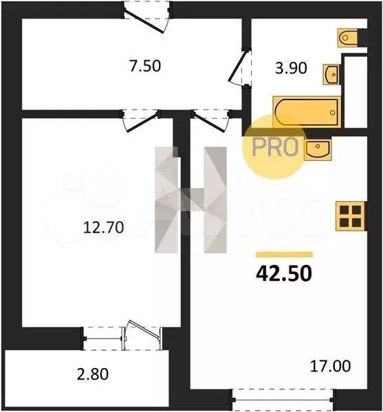 1-к. квартира, 42,5м, 8/13эт. - Фото 1