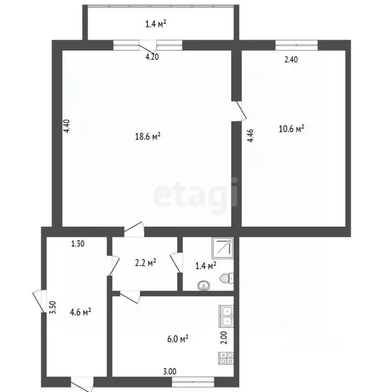 2-к кв. Крым, Феодосия пер. Димитрова, 2 (40.1 м) - Фото 2