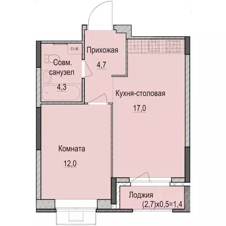1-к кв. Татарстан, Казань Ферма-2 жилмассив,  (39.4 м) - Фото 0