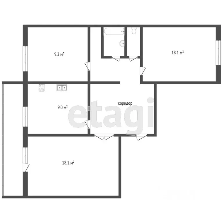 3-к кв. Коми, Сыктывкар Тентюковская ул., 136 (68.2 м) - Фото 1