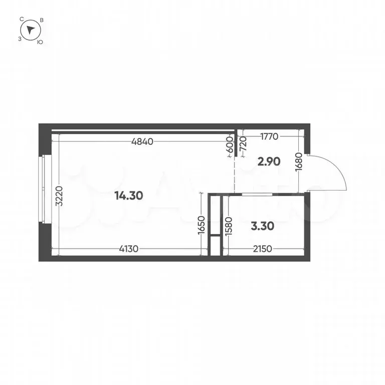 Апартаменты-студия, 20,5 м, 10/16 эт. - Фото 1