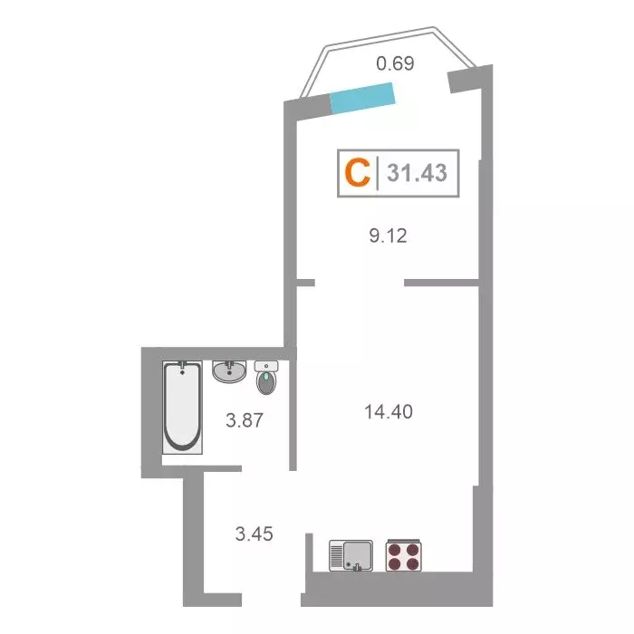 1-комнатная квартира: Тюмень, улица Фармана Салманова, 5 (30 м) - Фото 0