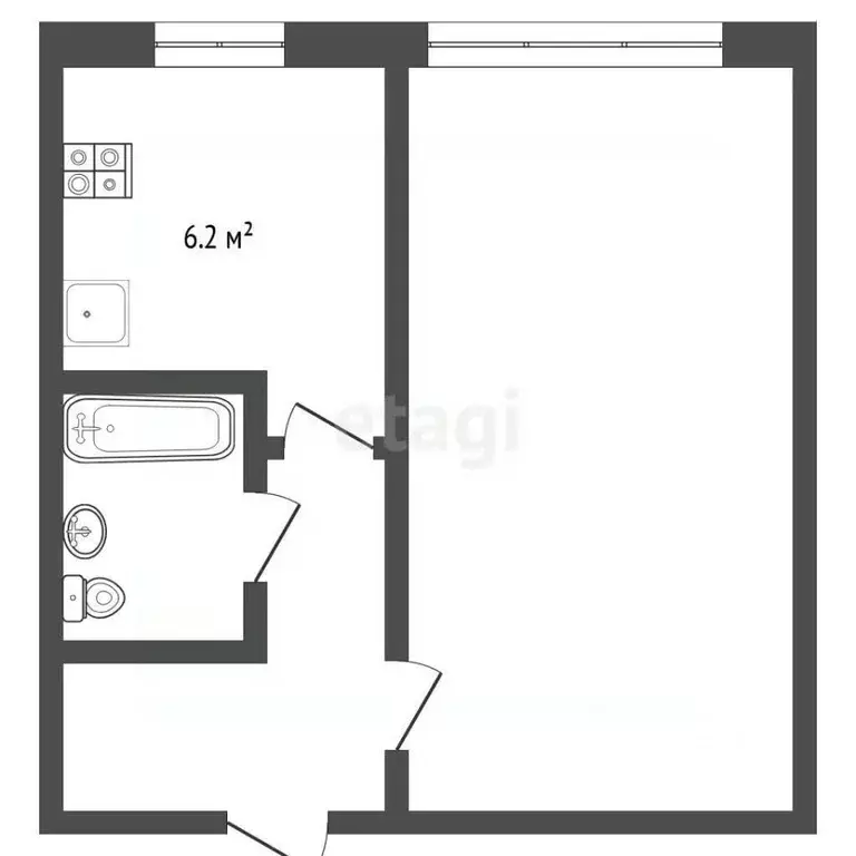 1-к кв. Тюменская область, Тюмень ул. Ватутина, 14 (29.5 м) - Фото 2