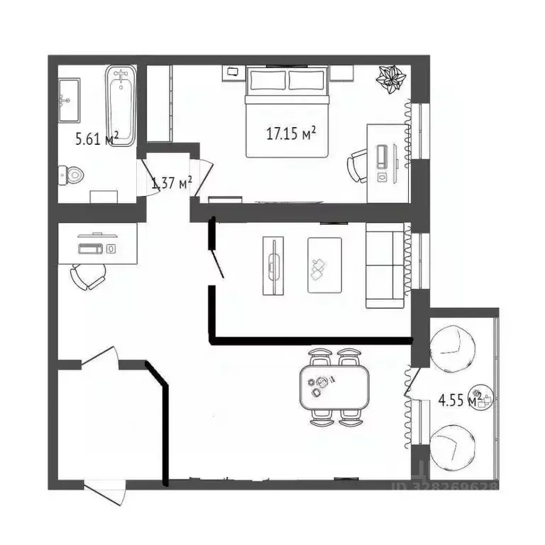2-к кв. Тюменская область, Тюмень ул. Тимофея Кармацкого, 5 (67.3 м) - Фото 1