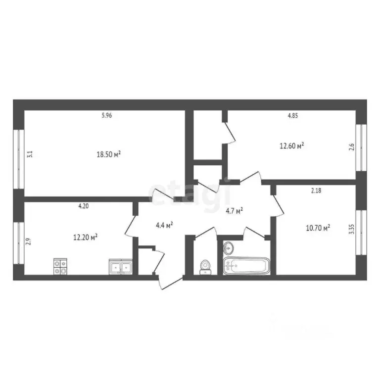 3-к кв. Ямало-Ненецкий АО, Новый Уренгой Юбилейная ул., 1 (69.8 м) - Фото 2
