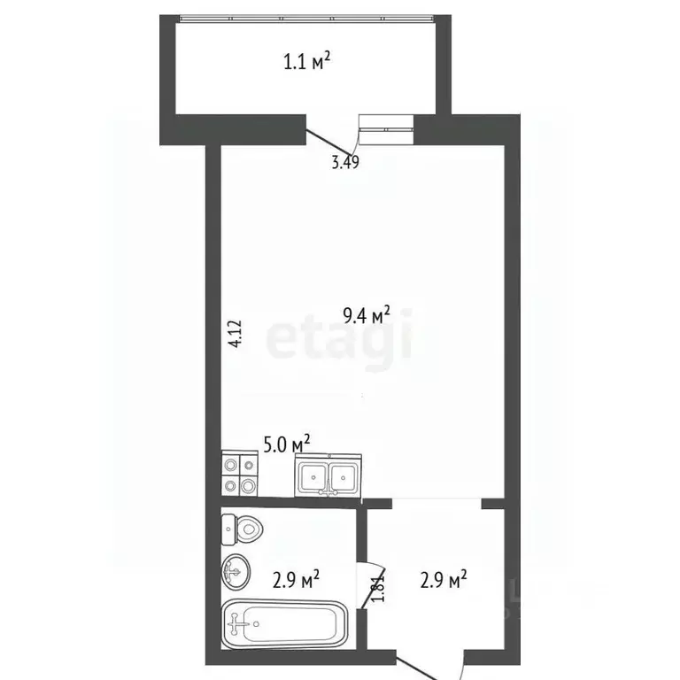 Студия Самарская область, Тольятти бул. Итальянский, 24 (20.2 м) - Фото 2