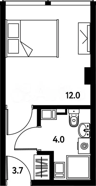 Апартаменты-студия, 20 м, 6/10 эт. - Фото 0