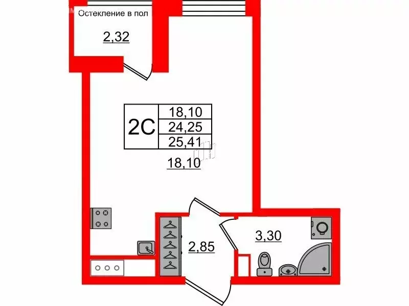 Квартира-студия: Санкт-Петербург, 1-й Предпортовый проезд, 1 (24.25 м) - Фото 0