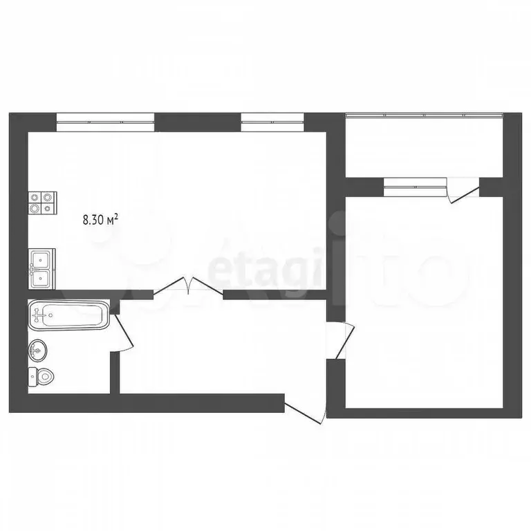 1-к. квартира, 37 м, 2/3 эт. - Фото 0
