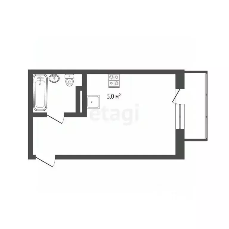 Студия Тюменская область, Тюмень Велижанская ул., 66к1 (25.4 м) - Фото 1