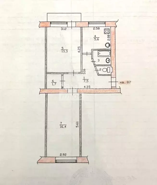 2-к кв. Пензенская область, Кузнецк ул. Ленина, 186 (47.6 м) - Фото 1