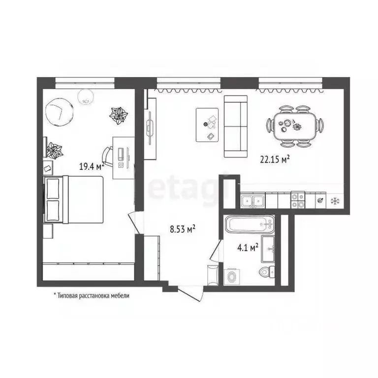 1-к кв. Тюменская область, Тюмень ул. Пожарных и Спасателей, 1 (49.2 ... - Фото 2