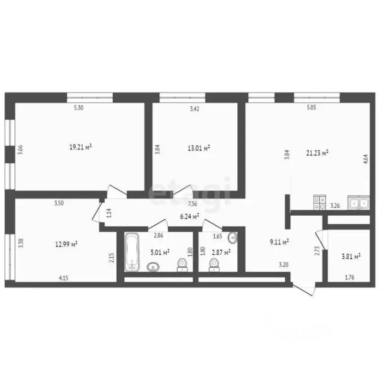 3-к кв. Тюменская область, Тюмень ул. Николая Машарова, 4 (93.7 м) - Фото 2