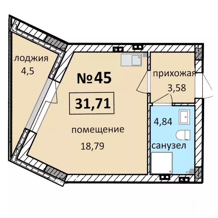 1-к кв. Калининградская область, Балтийск  (31.71 м) - Фото 0