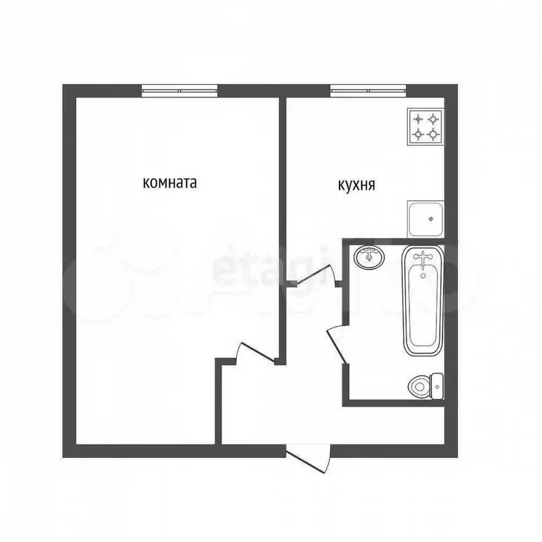 1-к. квартира, 31,4 м, 2/9 эт. - Фото 0
