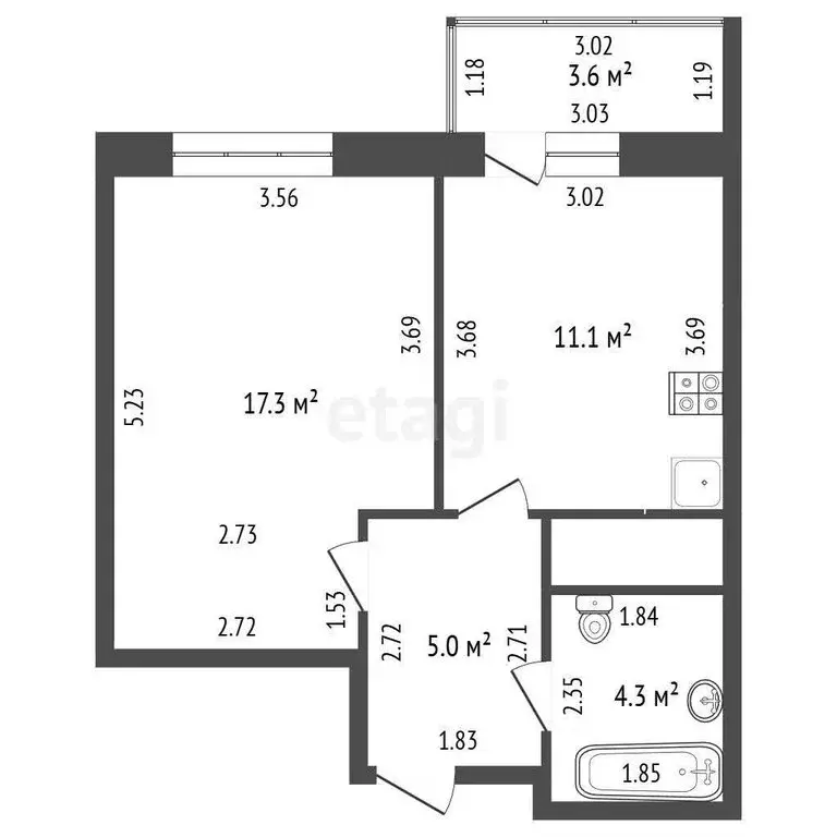 1-комнатная квартира: Стерлитамак, проспект Октября, 38 (37.7 м) - Фото 1