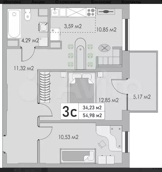 3-к. квартира, 65 м, 3/10 эт. - Фото 1