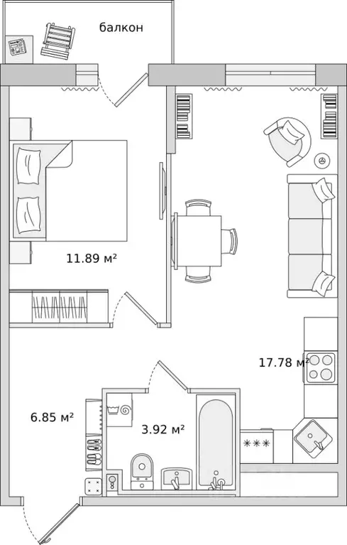 1-к кв. Ленинградская область, Всеволожский район, Свердловское ... - Фото 1
