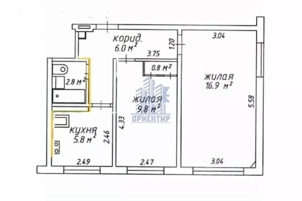 2-к кв. Чувашия, Чебоксары ул. Тимофея Кривова, 11 (41.0 м) - Фото 0