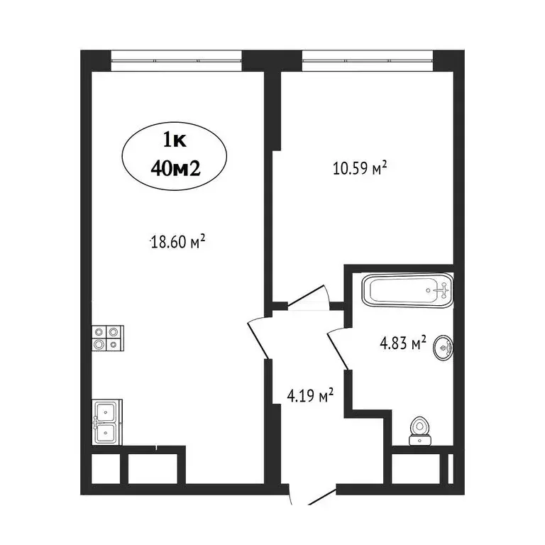1-комнатная квартира: Тюмень, улица Разведчика Кузнецова, 7 (40 м) - Фото 0