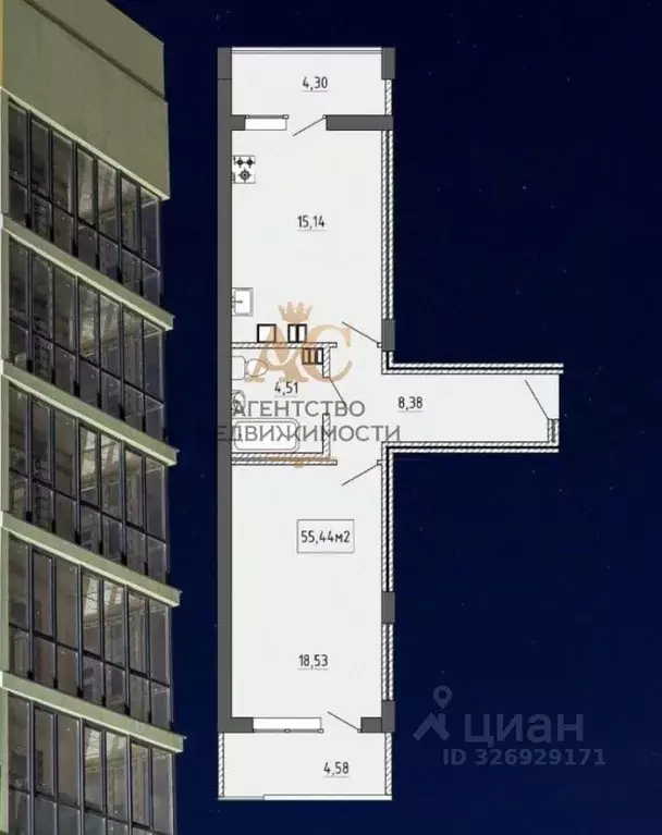 1-к кв. Крым, Феодосия ул. Грина, 43 (55.0 м) - Фото 1