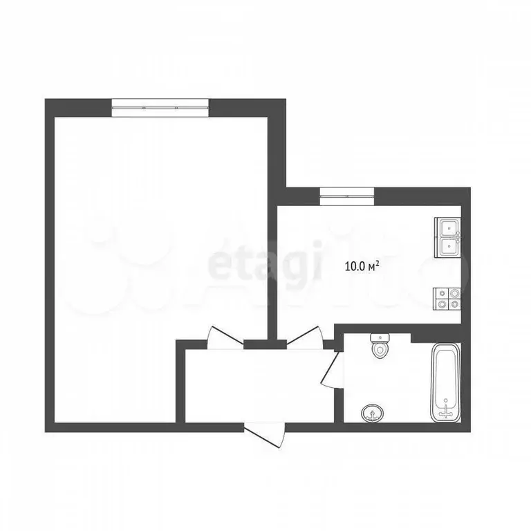 1-к. квартира, 32,3 м, 1/3 эт. - Фото 0