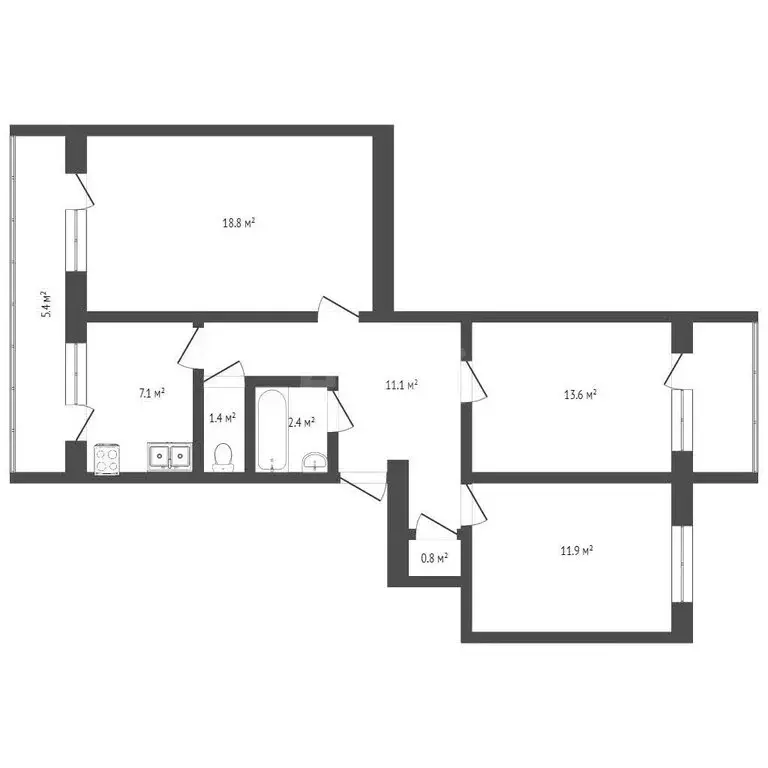 3-комнатная квартира: Севастополь, Батумская улица, 34 (69.2 м) - Фото 0