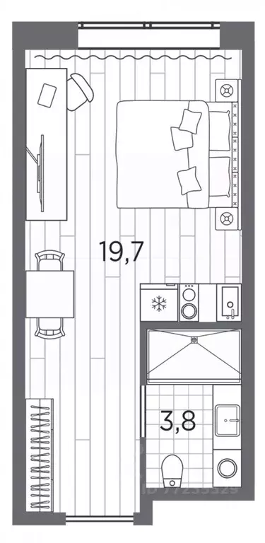 Студия Санкт-Петербург просп. Стачек, 62Е (23.5 м) - Фото 0